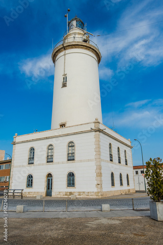 Lighthouse on pier in Malaga,Spain