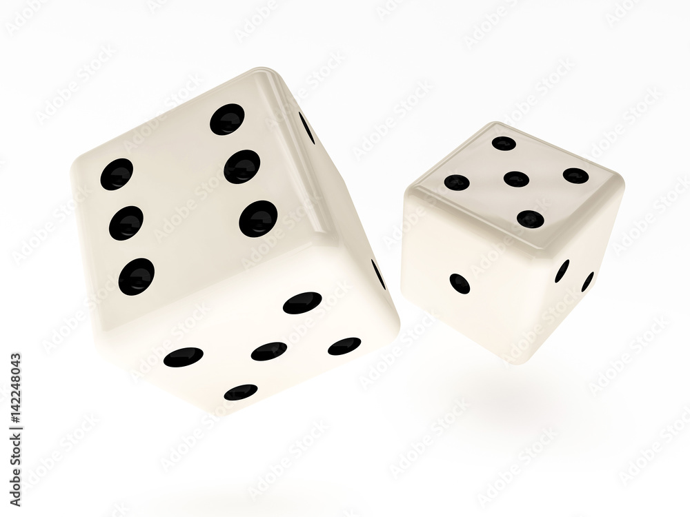 Casino dice isolated on white, 3d rendering Casino dice isolated on white, 3d rendering