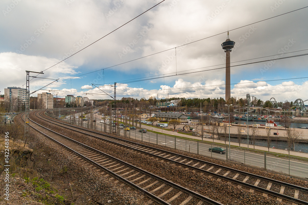 Railway line in Tampere, Finland