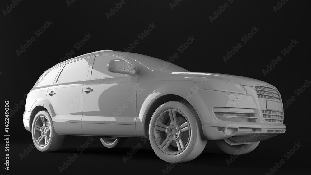 3d rendering of a mesh car white