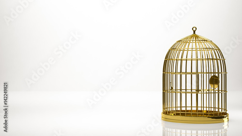 golden 3d rendering of a cage inside a studio