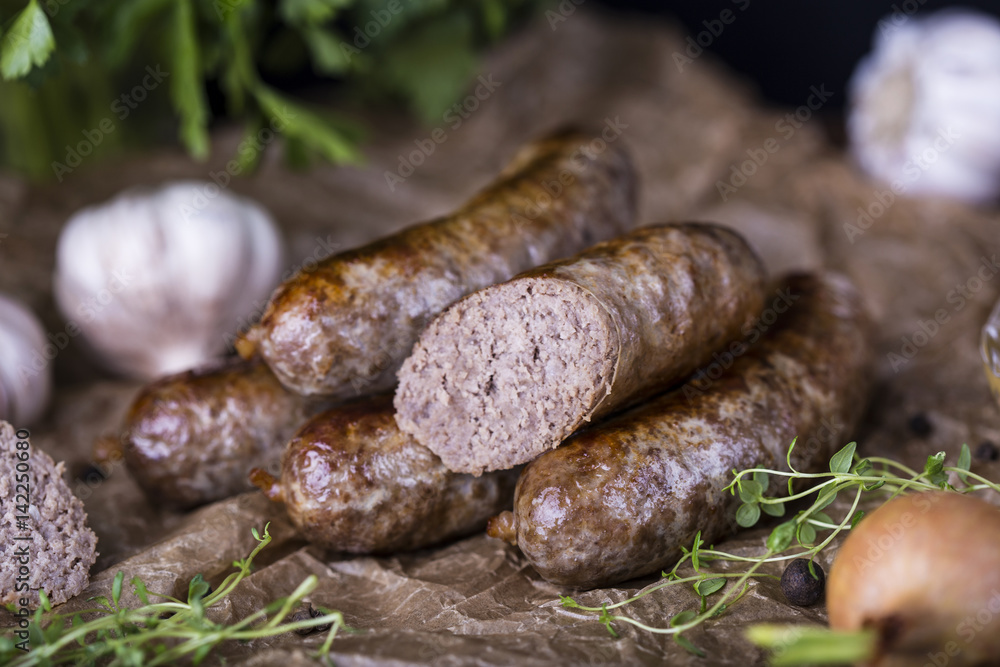 Homemade sausage of beef and venison Homemade sausage of beef and venison