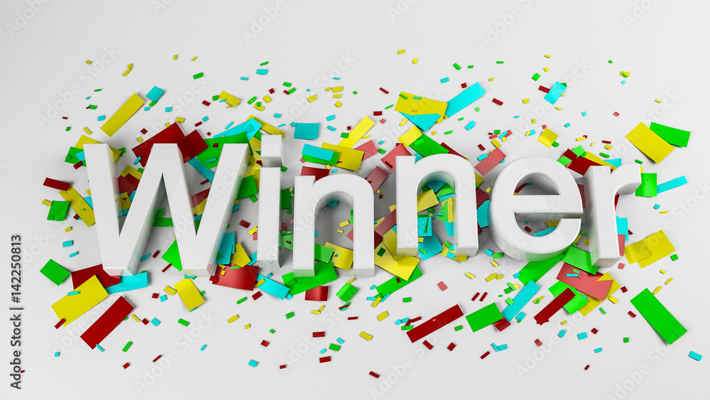 3d illustration of a winner text 3d illustration of a winner text