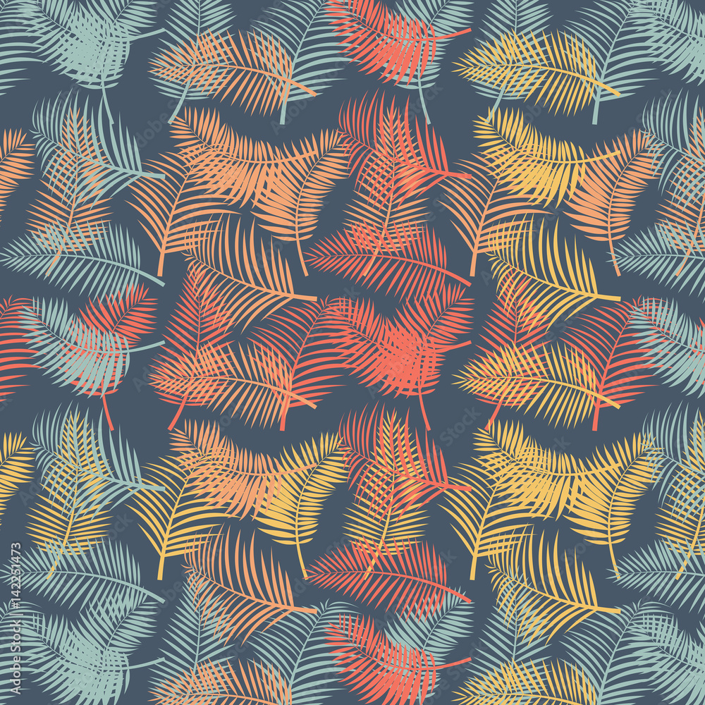 Tropical palm leaves vector fabric texture background