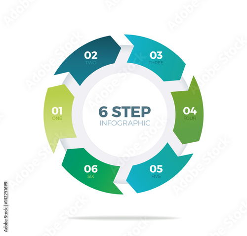 Six step circle infographic