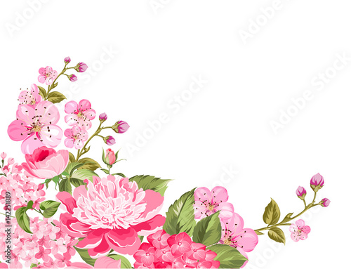 Floral Background with Vintage Label. Vector illustration. photo
