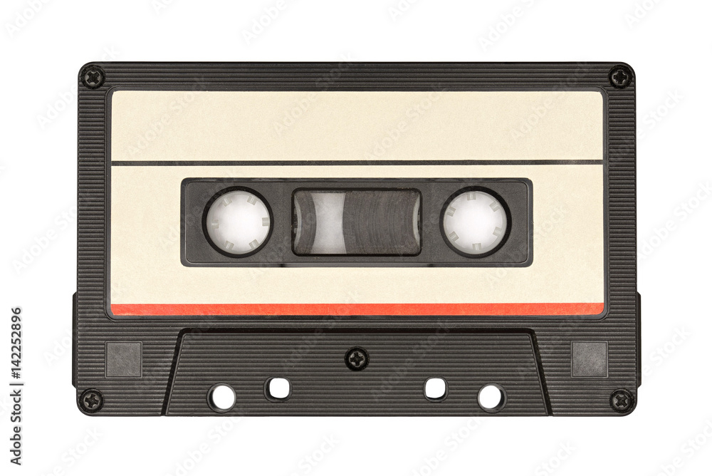 Vintage audio cassette tape isolated on white background
