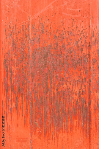 Texture of rusty metal painted in red paint