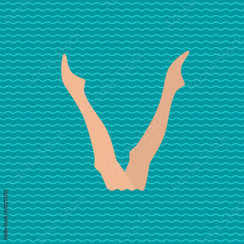 Woman athlete on the performance of synchronized swimming performing art elements