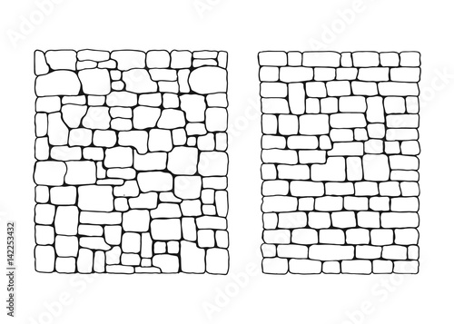 Texture of stones. Stone wall from blocks set vector