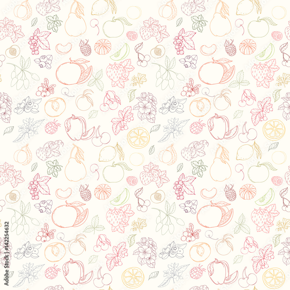 The seamless fruit pattern The seamless fruit pattern