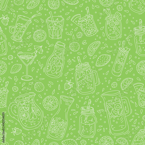 Seamless pattern with drinks