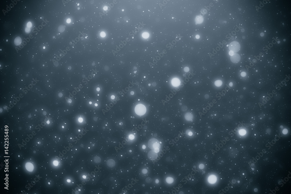 Fototapeta premium Abstract silver background with white particles. Round bokeh or glitter lights. Design template