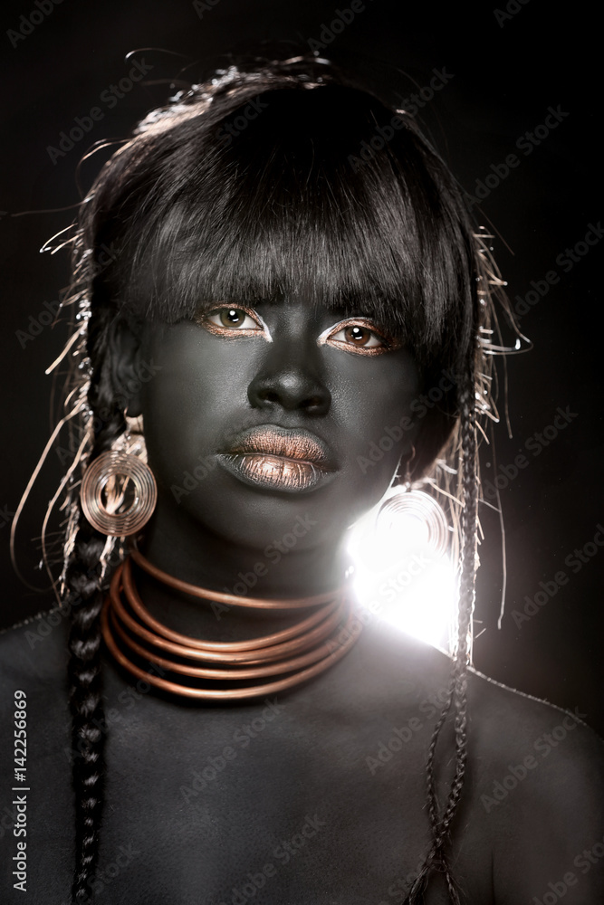 Black Woman Wearing Tribal Inspired Fashion Black Woman Wearing Tribal Inspired Fashion