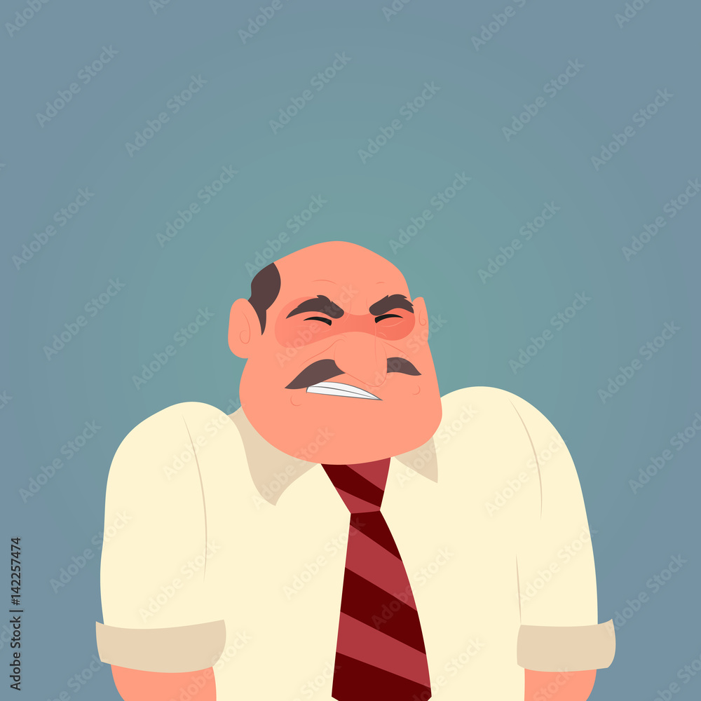 Cartoon sad man character. Office worker: mad and angry. Vector  illustration Stock Vector | Adobe Stock