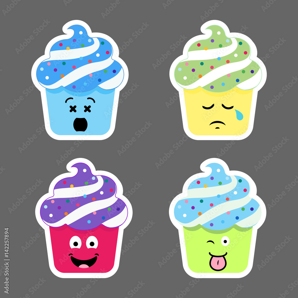 Set of cupcake emojis icons Stock Vector Adobe Stock