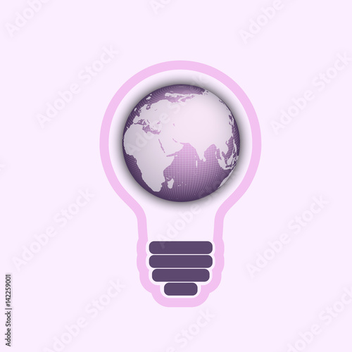 light bulb with a world globe