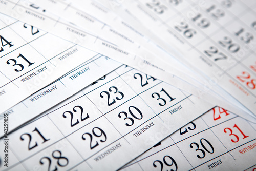 pile of calendar sheets close up