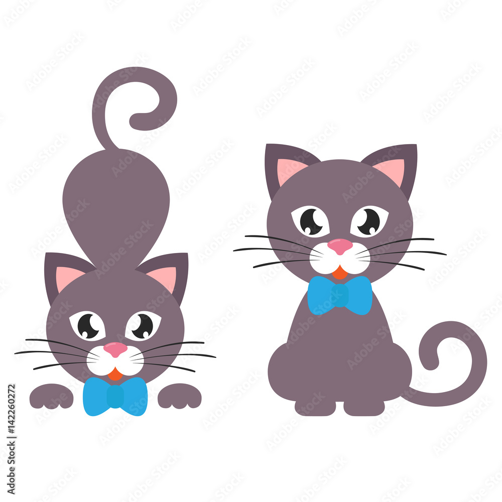 cartoon cat with tie set
