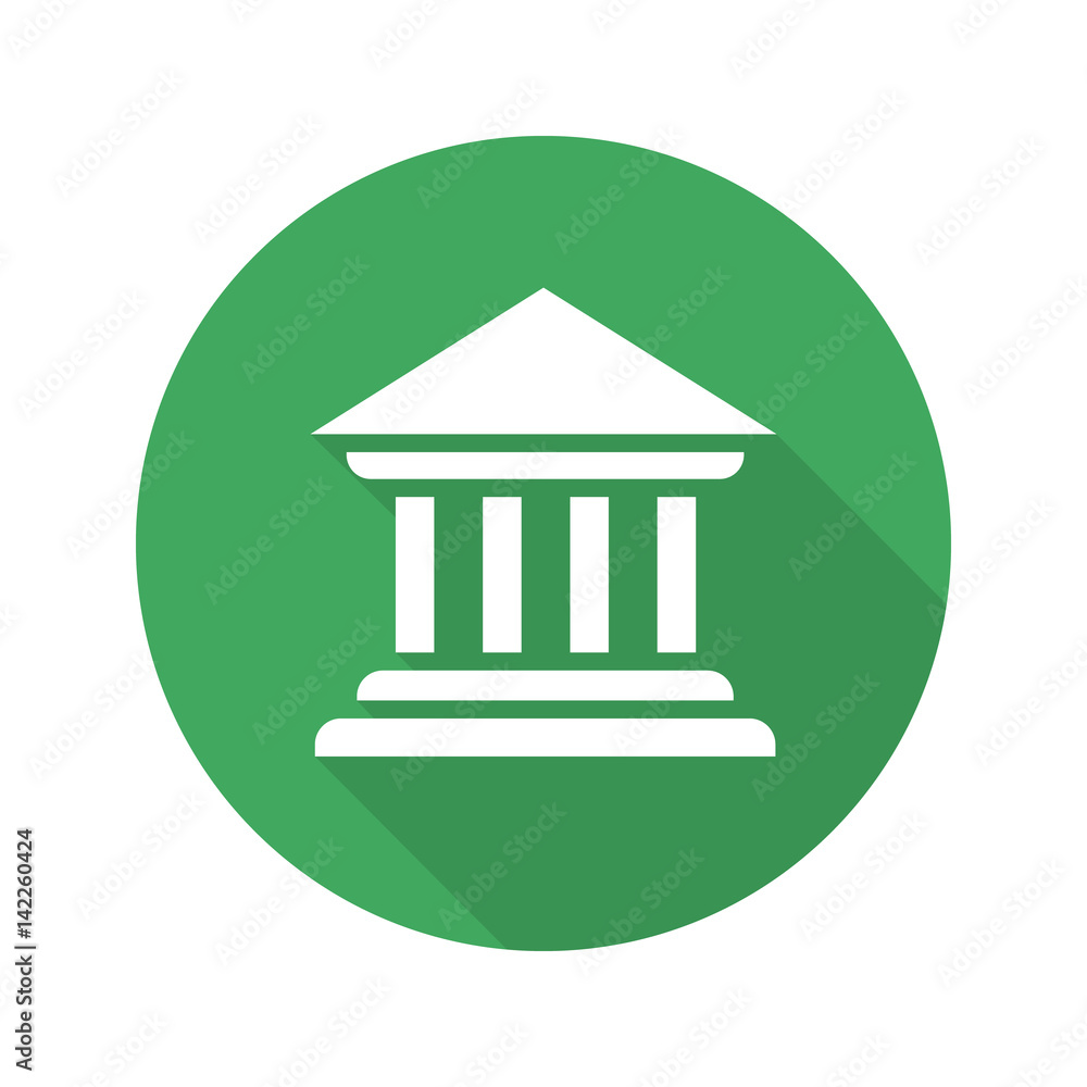Bank building flat design long shadow icon Bank building flat design long shadow icon