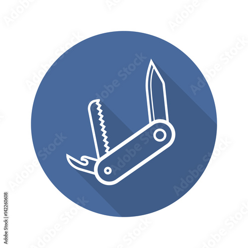 Penknife flat linear long shadow icon