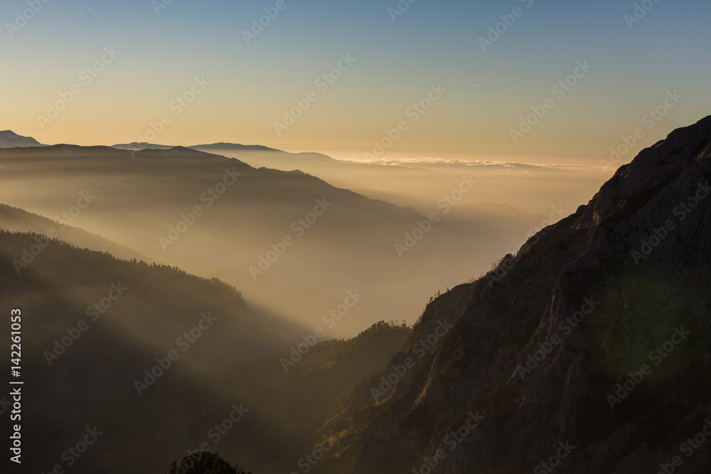 Golden autumn on the slopes of the mountains of the Caucasus and Adygea in the natural park Big Thach