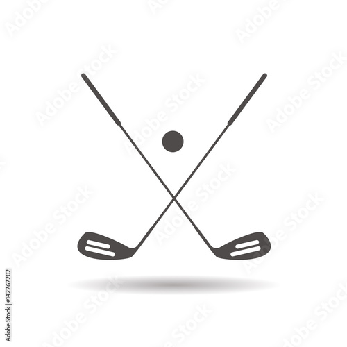 Golf ball and clubs icon