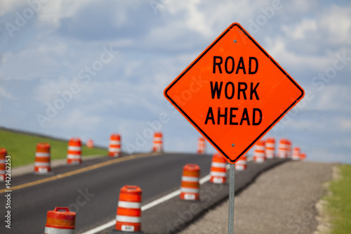 Canvas Print Road Construction Sign