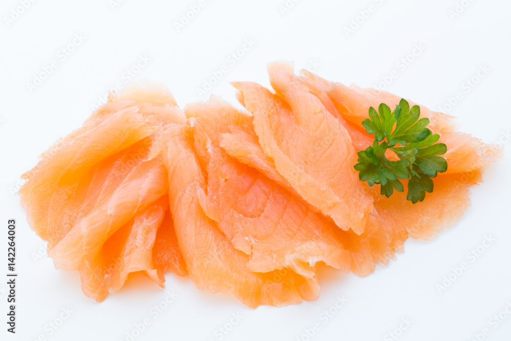 Fresh salmon fillet on isolated white. Fresh salmon fillet on isolated white.
