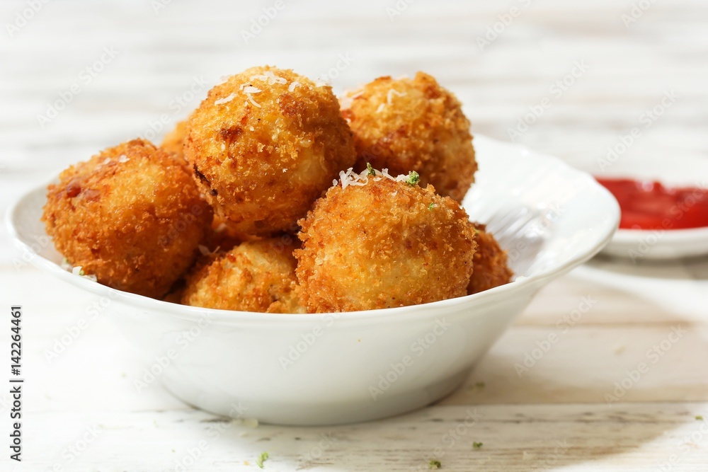 Mashed Potato Cheese balls / Croquette - Bread crumbed fried food roll Mashed Potato Cheese balls / Croquette - Bread crumbed fried food roll