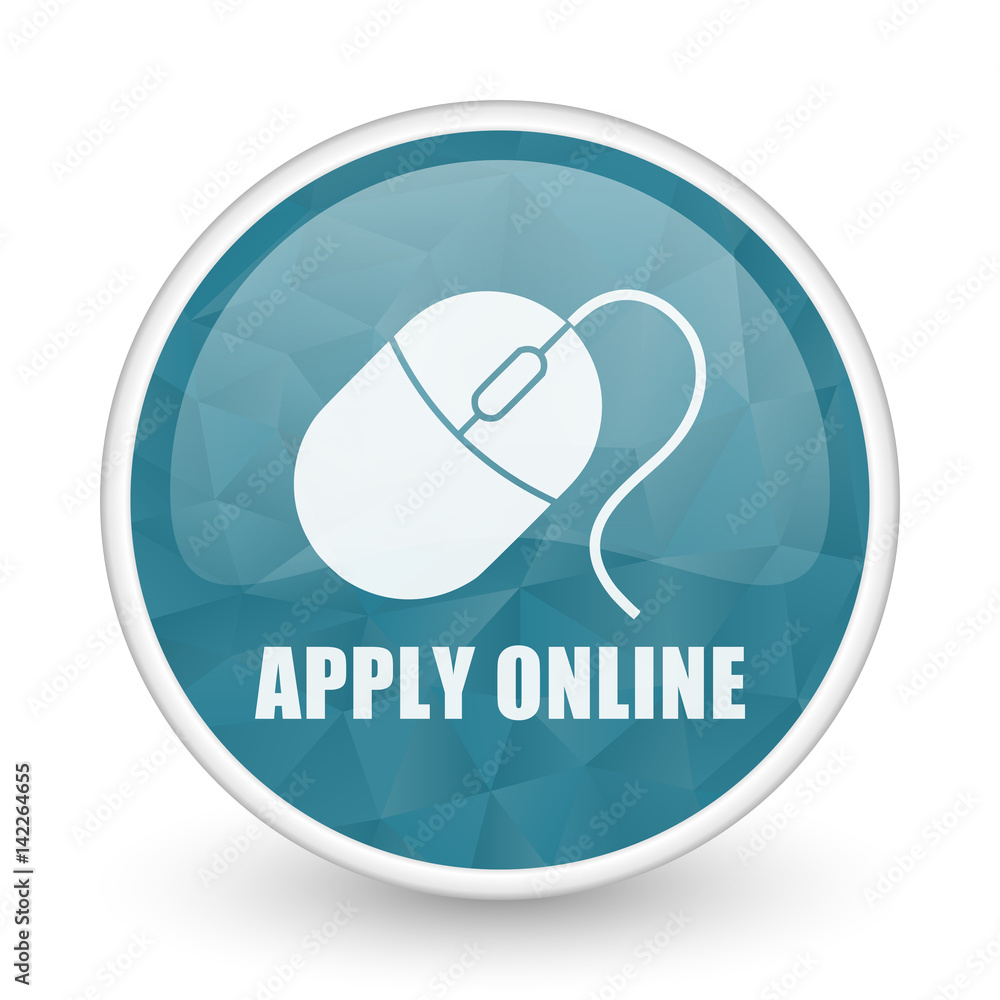 Apply online brillant crystal design round blue web icon. Apply online brillant crystal design round blue web icon.