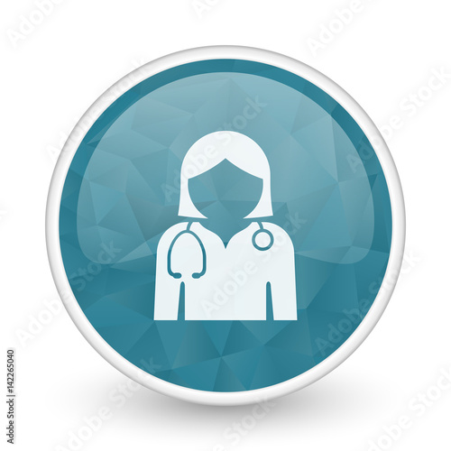 Doctor brillant crystal design round blue web icon.