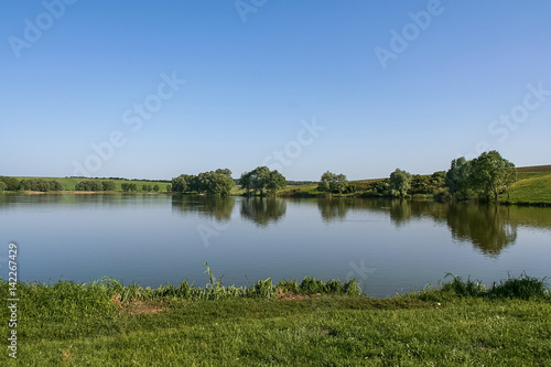 Reservoirs and field shelterbelts in the fields near the village of Novoselivka in the Novo-vodolaz'ke district, Kharkiv region of Ukraine. 2007