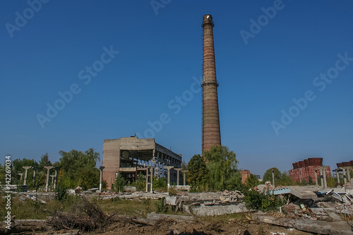 Demolition of the old chemical plant and the construction of a new brick factory near the town of Sumy in Ukraine. September 2007
