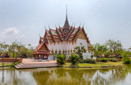 SAMUT PRAKAN  THAILAND  MARCH  6  2017 - Dusit Maha Prasat Palace  The Grand Palace   in Ancient City Park  Muang Boran  Samut Prakan province  Thailand