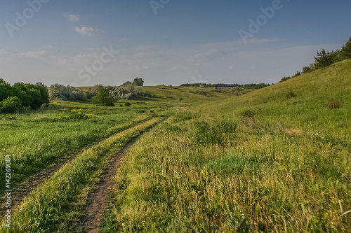 Reservoirs and field shelterbelts in the fields near the village of Novoselivka in the Novo-vodolaz ke district  Kharkiv region of Ukraine. 2007