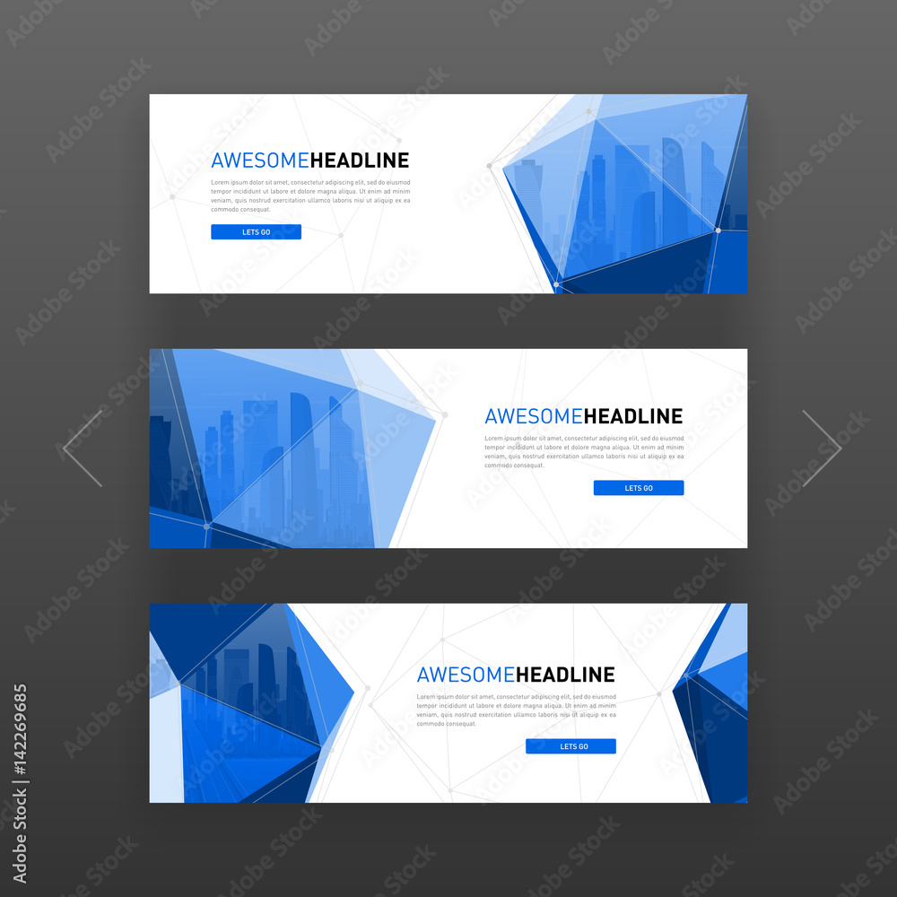 Fototapeta premium 3d lowpoly solid abstract corporate banner template.