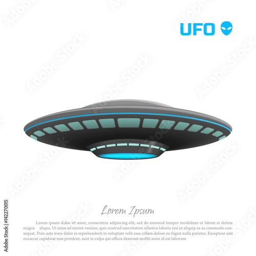 Realistic image of a UFO on a white background. Vector illustration
