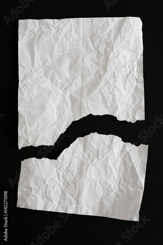 Crumpled torn white paper texture