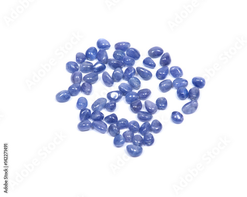 Soft blue violet tanzanite extra quality beads isolated on white background