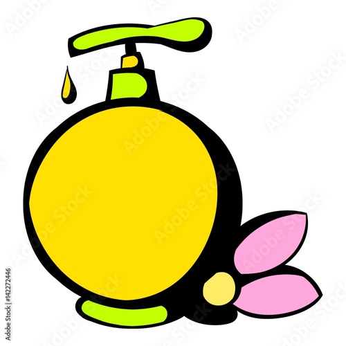 Yellow plastic bottle with liquid soap icon