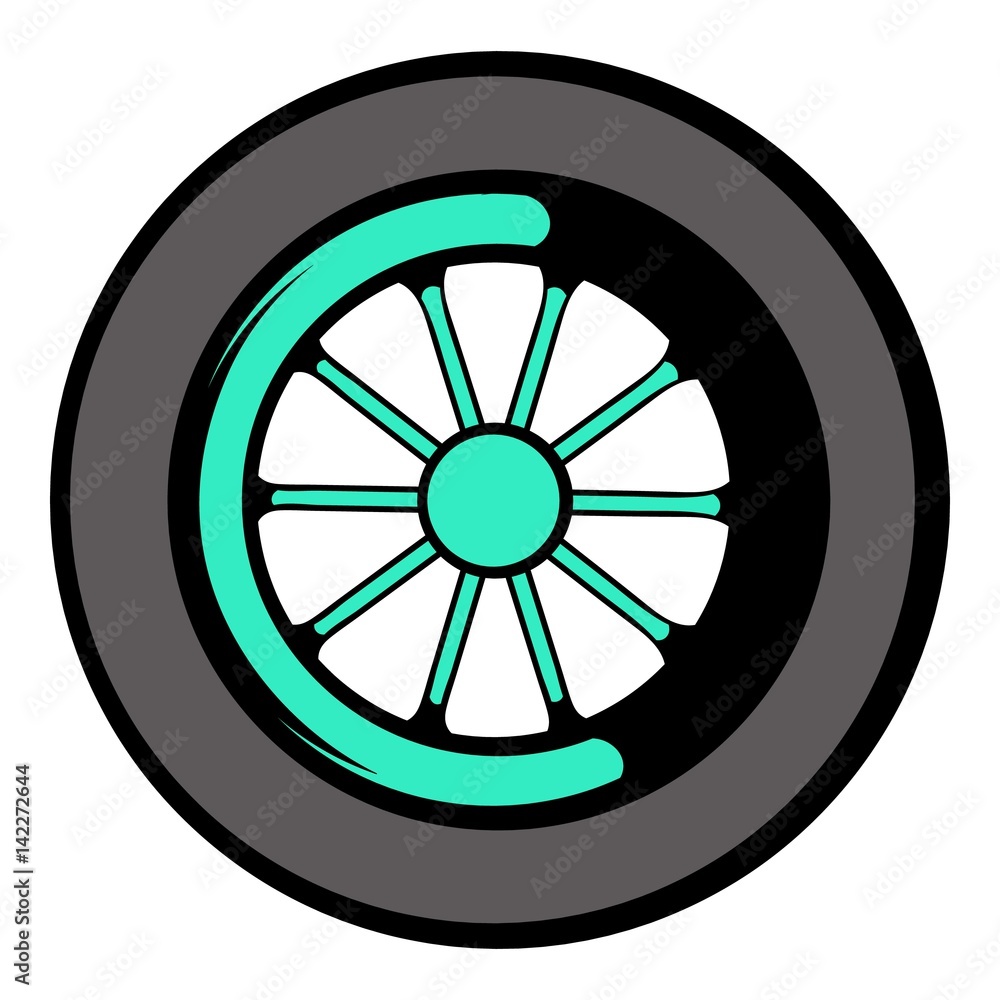 Car wheel icon, icon cartoon