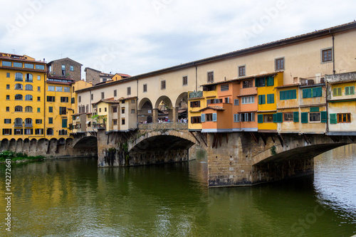 Ponte Vecchio  famous old bridge in Florence on the Arno river  Italy