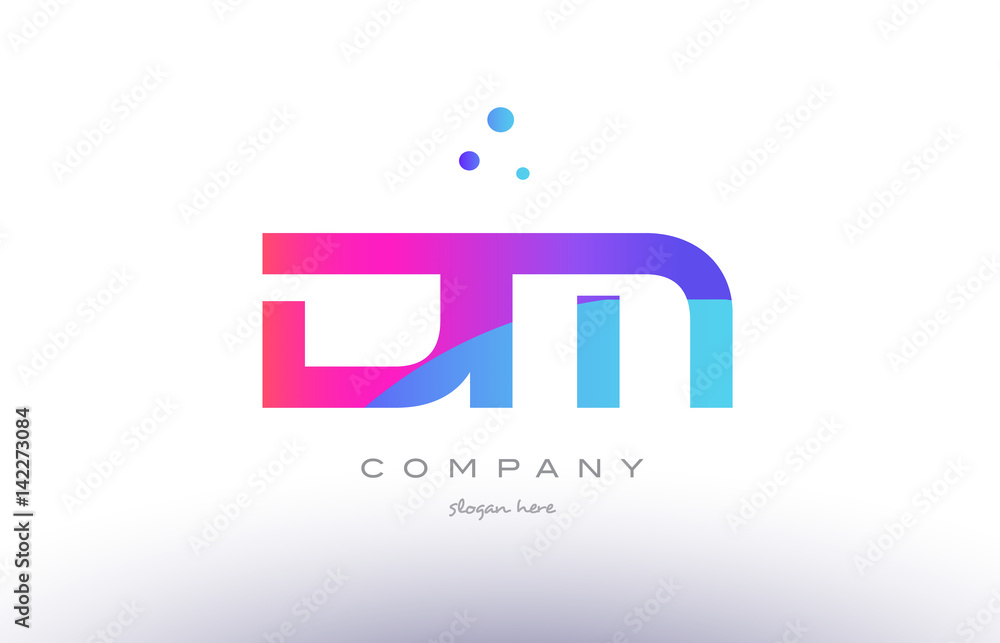 Fototapeta premium dm d m creative pink blue modern alphabet letter logo icon template