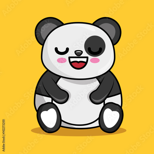 cute panda character kawaii style vector illustration design