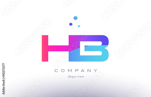 hb h b  creative pink blue modern alphabet letter logo icon template