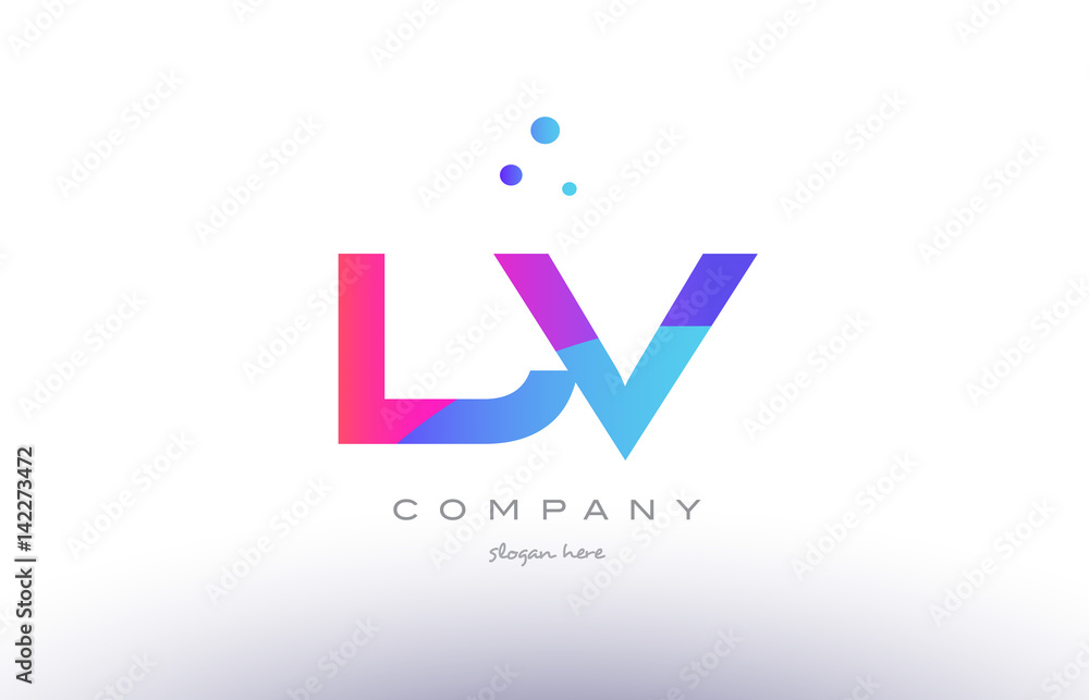 , l v creative pink blue modern alphabet letter logo icon template , l v creative pink blue modern alphabet letter logo icon template