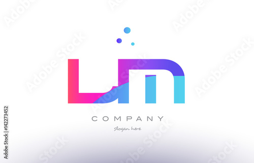 ll l  creative pink blue modern alphabet letter logo icon template
