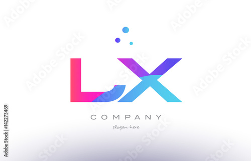 lx l x  creative pink blue modern alphabet letter logo icon template