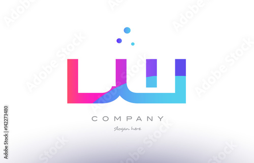 lw l w creative pink blue modern alphabet letter logo icon template